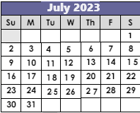 District School Academic Calendar for Classical High for July 2023