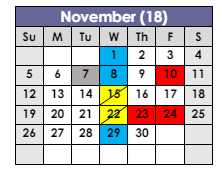 District School Academic Calendar for Classical High for November 2023