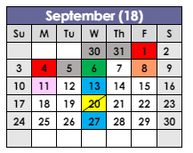 District School Academic Calendar for Classical High for September 2023