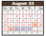 District School Academic Calendar for Smith Valley Elementary School for August 2023