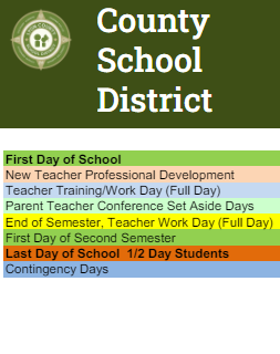 District School Academic Calendar Legend for Smith Valley Elementary School