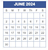 District School Academic Calendar for West Newton Elementary School for June 2024