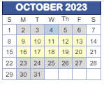 District School Academic Calendar for West Newton Elementary School for October 2023