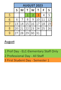 District School Academic Calendar for Crestview Elementary School for August 2023