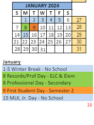 District School Academic Calendar for Crestview Elementary School for January 2024