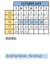 District School Academic Calendar for Crestview Elementary School for October 2023