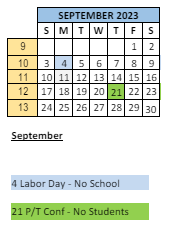 District School Academic Calendar for Crestview Elementary School for September 2023
