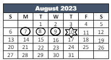 District School Academic Calendar for Paragon Elementary School for August 2023