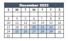 District School Academic Calendar for Paragon Elementary School for December 2023