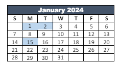 District School Academic Calendar for Paragon Elementary School for January 2024