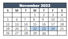 District School Academic Calendar for Paragon Elementary School for November 2023