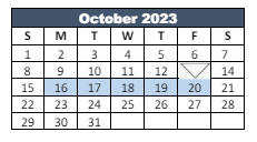 District School Academic Calendar for Paragon Elementary School for October 2023