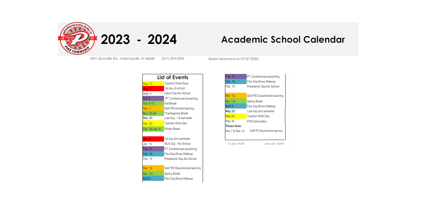 District School Academic Calendar Key for Deer Run Elementary