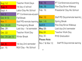 District School Academic Calendar Legend for Deer Run Elementary