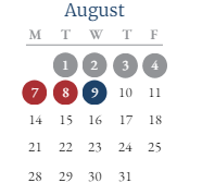 District School Academic Calendar for Sharp Creek Elementary School for August 2023