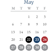 District School Academic Calendar for Sharp Creek Elementary School for May 2024