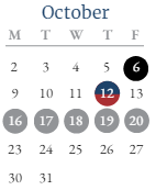 District School Academic Calendar for Sharp Creek Elementary School for October 2023
