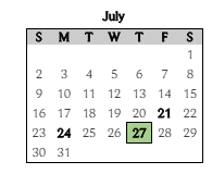 District School Academic Calendar for Brookview Elementary School for July 2023