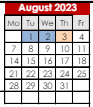 District School Academic Calendar for Crooked Creek Elementary Sch for August 2023