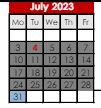 District School Academic Calendar for Crooked Creek Elementary Sch for July 2023