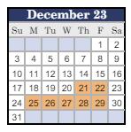 District School Academic Calendar for Pipe Creek Elementary School for December 2023