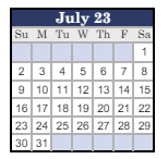 District School Academic Calendar for Pipe Creek Elementary School for July 2023