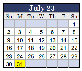 District School Academic Calendar for Olde Towne Middle for July 2023