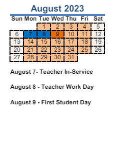 District School Academic Calendar for Dupont Elementary School for August 2023