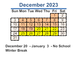 District School Academic Calendar for Dupont Elementary School for December 2023