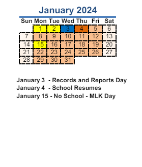 District School Academic Calendar for Dupont Elementary School for January 2024