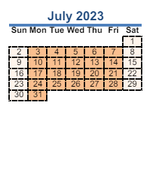 District School Academic Calendar for Dupont Elementary School for July 2023