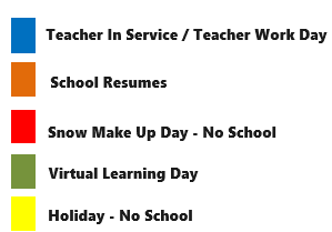 District School Academic Calendar Legend for Dupont Elementary School