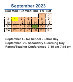 District School Academic Calendar for Dupont Elementary School for September 2023