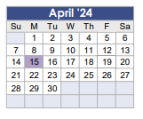 District School Academic Calendar for Willie E Williams Elementary for April 2024