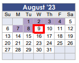 District School Academic Calendar for Tom R Ellisor Elementary for August 2023