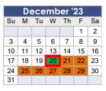District School Academic Calendar for Tom R Ellisor Elementary for December 2023