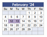 District School Academic Calendar for Tom R Ellisor Elementary for February 2024