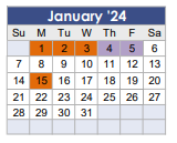 District School Academic Calendar for Tom R Ellisor Elementary for January 2024