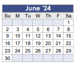 District School Academic Calendar for Tom R Ellisor Elementary for June 2024