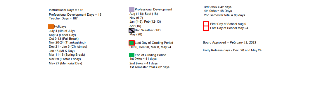 District School Academic Calendar Key for Magnolia Elementary