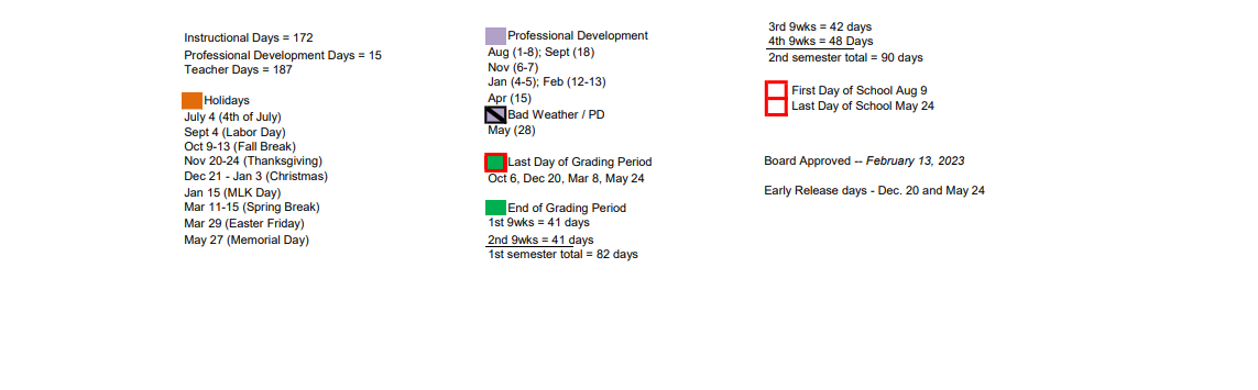 District School Academic Calendar Key for J L Lyon Elementary