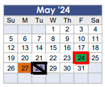 District School Academic Calendar for Tom R Ellisor Elementary for May 2024