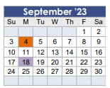 District School Academic Calendar for Tom R Ellisor Elementary for September 2023