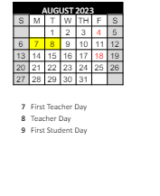 District School Academic Calendar for Laketon Elementary School for August 2023