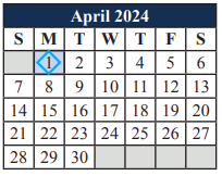District School Academic Calendar for T A Howard Middle for April 2024