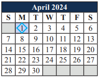 District School Academic Calendar for Elizabeth Smith Elementary for April 2024