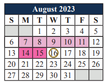 District School Academic Calendar for Cross Timbers Intermediate for August 2023
