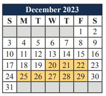 District School Academic Calendar for Cross Timbers Intermediate for December 2023
