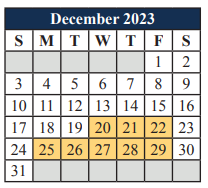 District School Academic Calendar for Donna Shepard Intermediate for December 2023