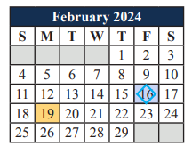 District School Academic Calendar for Brooks Wester Middle School for February 2024